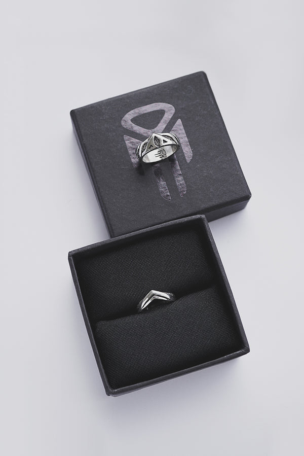 chevron wedding ring for women, silver stackable wedding bands ASTRIDE