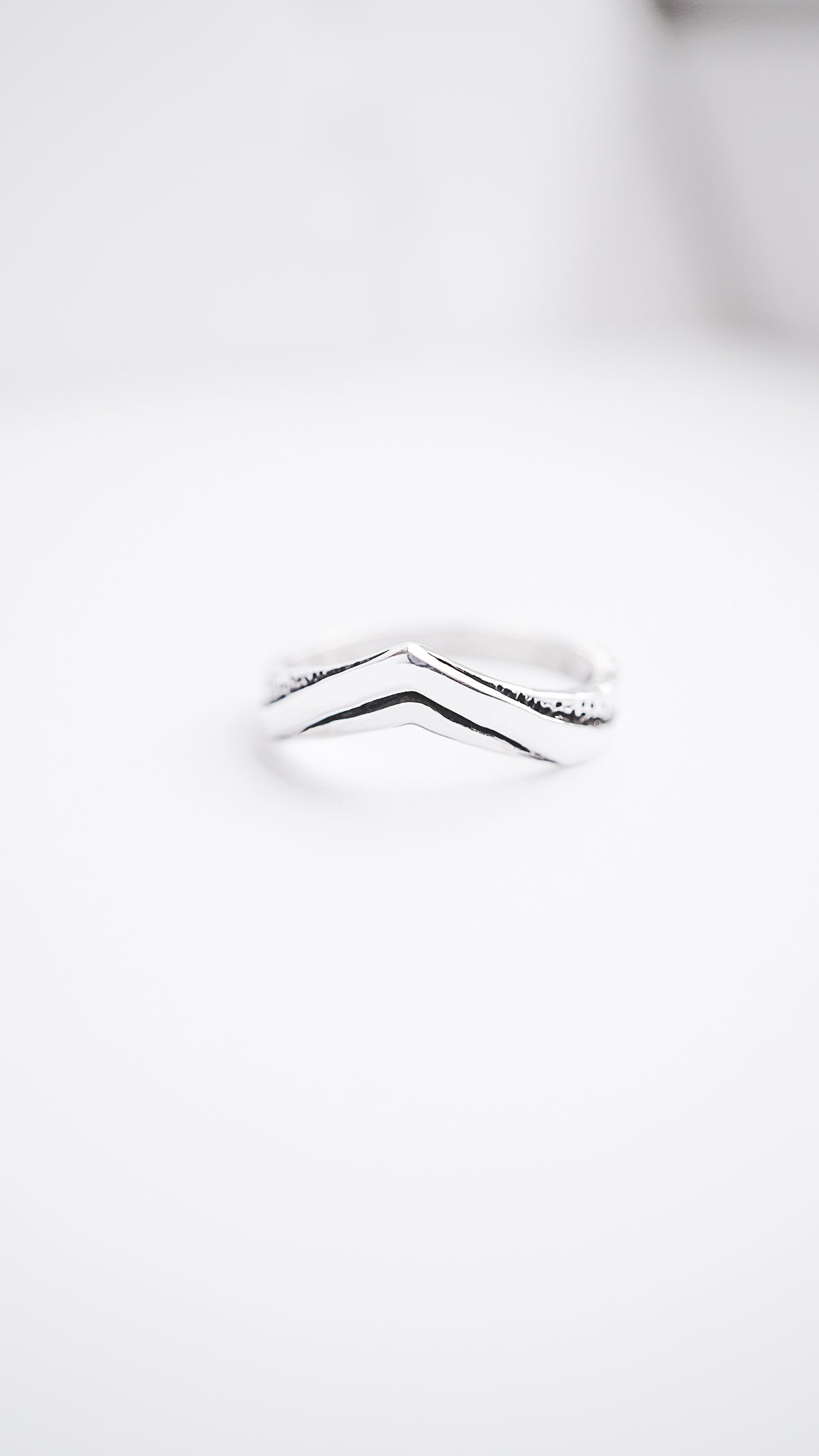 chevron wedding ring for women, silver stackable wedding bands ASTRIDE