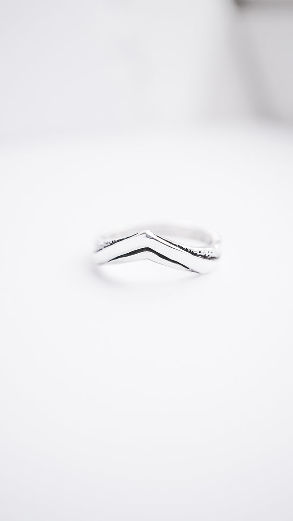 chevron wedding ring for women, silver stackable wedding bands ASTRIDE