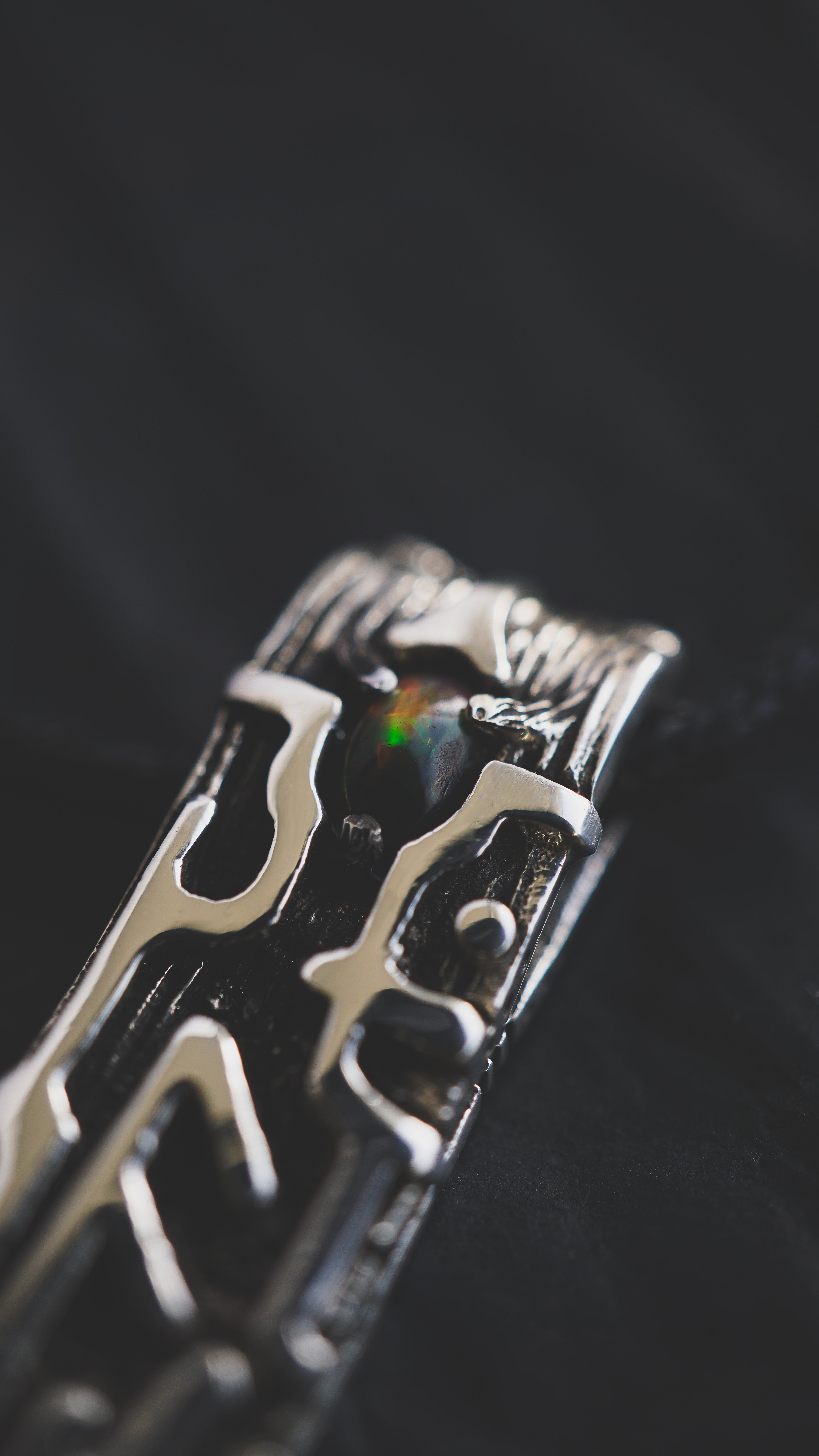 Viking runes silver necklace with Black Opal ANSUZ mens pendant necklace by Mooniquecreation