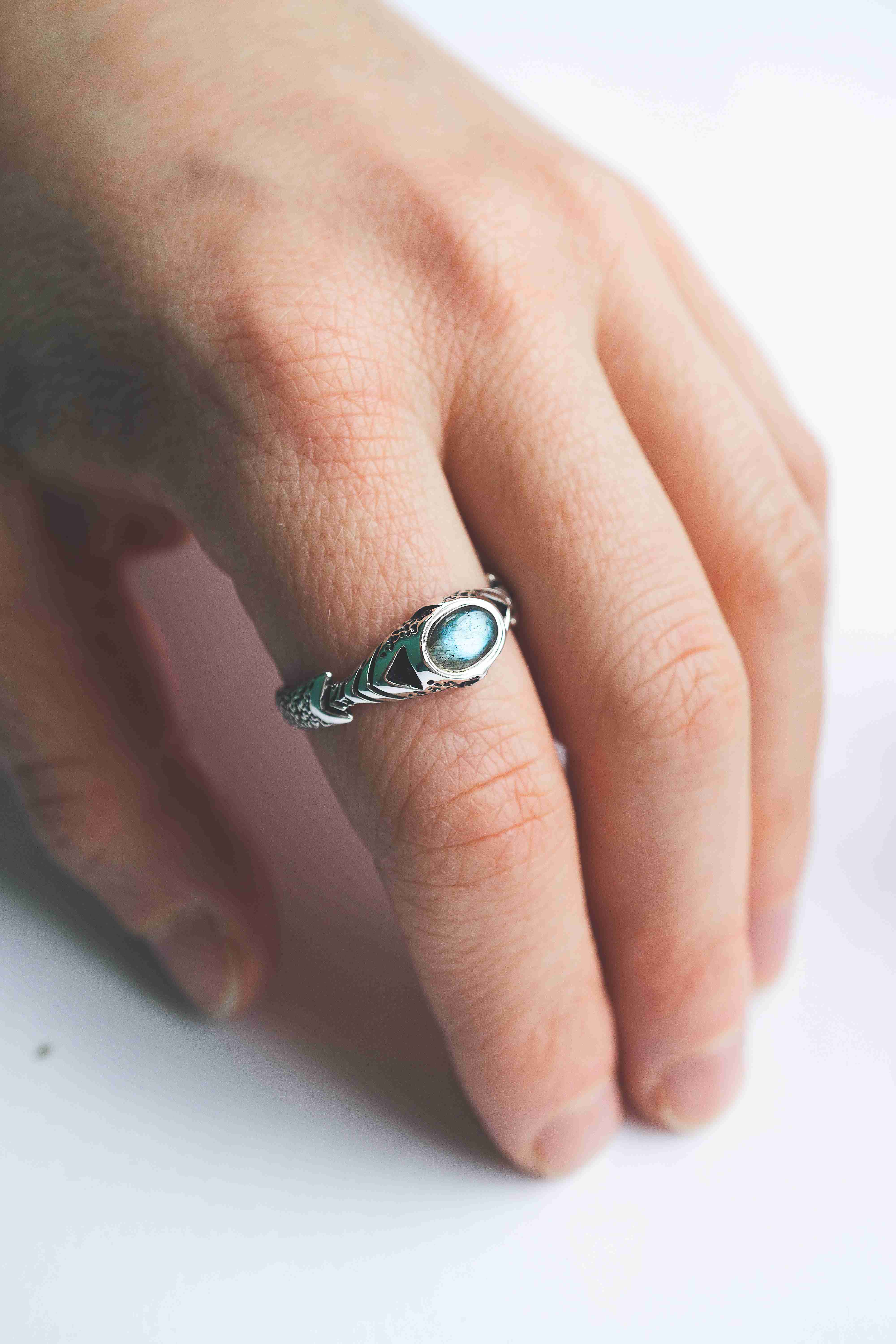 Mens silver ring, mens pinky ring, mens gemstone ring, mens labradorite ring, cyberpunk ring, handmade jewelry by moonique