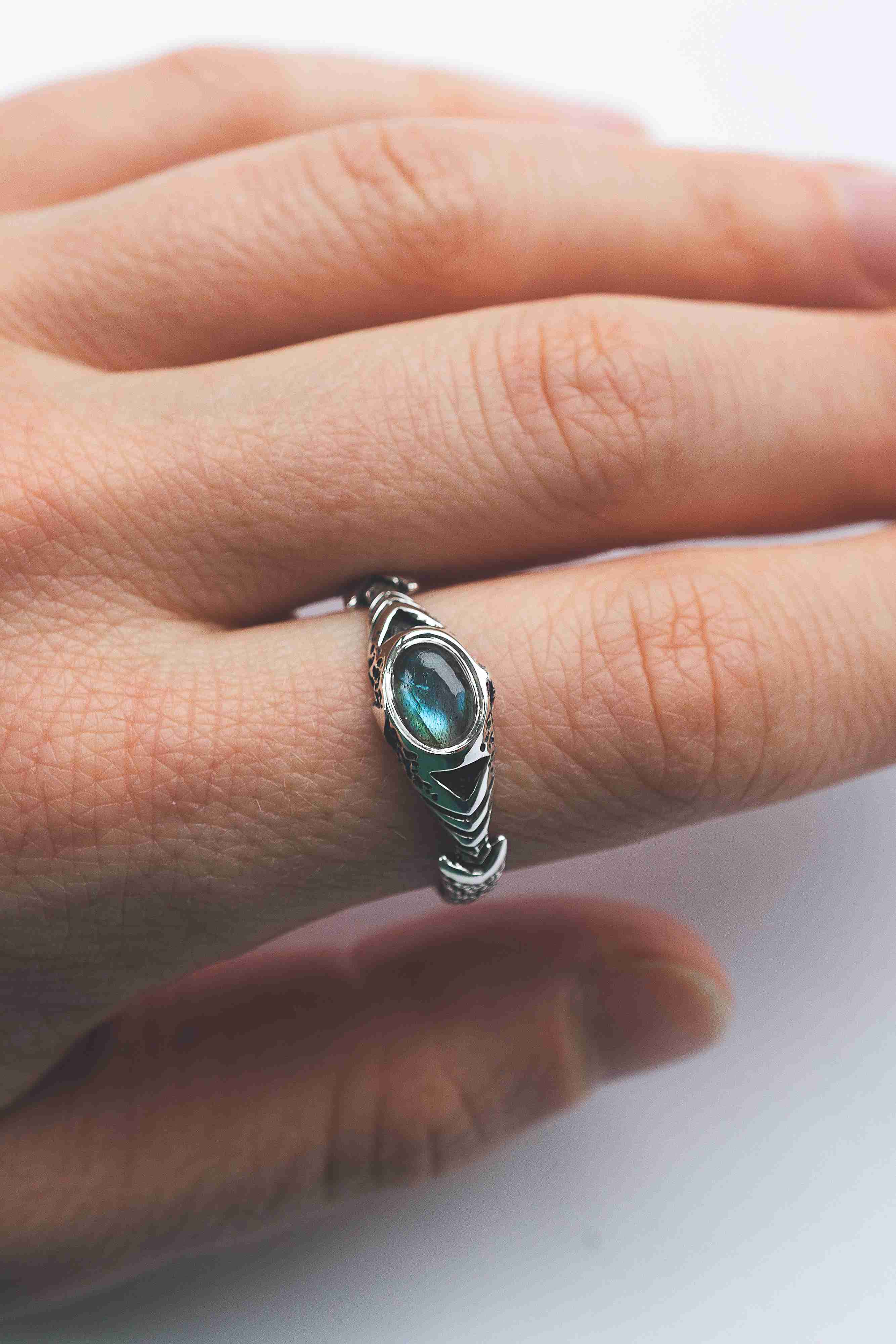 Mens silver ring, mens pinky ring, mens gemstone ring, mens labradorite ring, cyberpunk ring, handmade jewelry by moonique