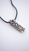 viking rune pendant from sterling silver and amethyst Ehwaz by moonique creation