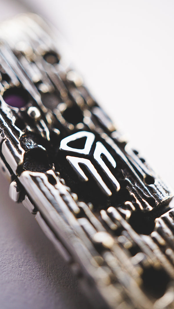 viking rune pendant from sterling silver and amethyst Ehwaz by moonique creation