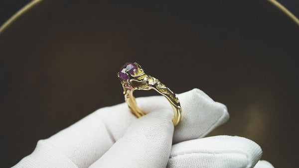 custom made ring from 18k yellow gold and natural gemstones by moonique, mooniquecreation