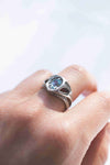 gold engagement ring with blue topaz Trinity, unique engagement ring, one of kind engagement ring, 14k gold wedding ring by Moonique