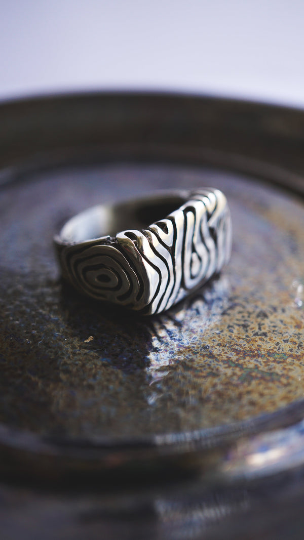 handmade silver ring Geo statement ring finger ring, signet ring, ring set with a stone, handicraft by moonique