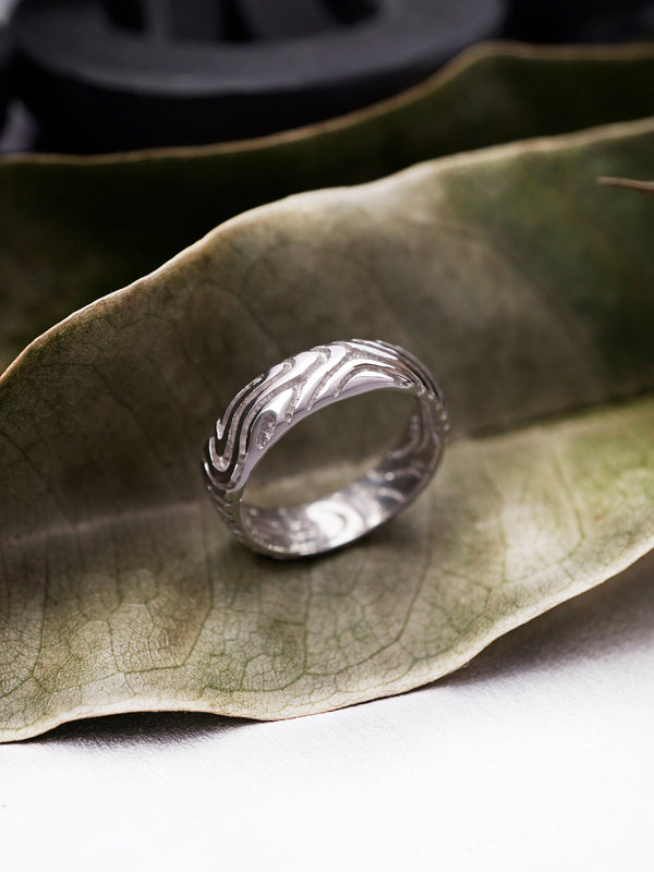 Gold wedding rings, couple wedding bands,  wedding band set, LANDSCAPE handmade by Moonique