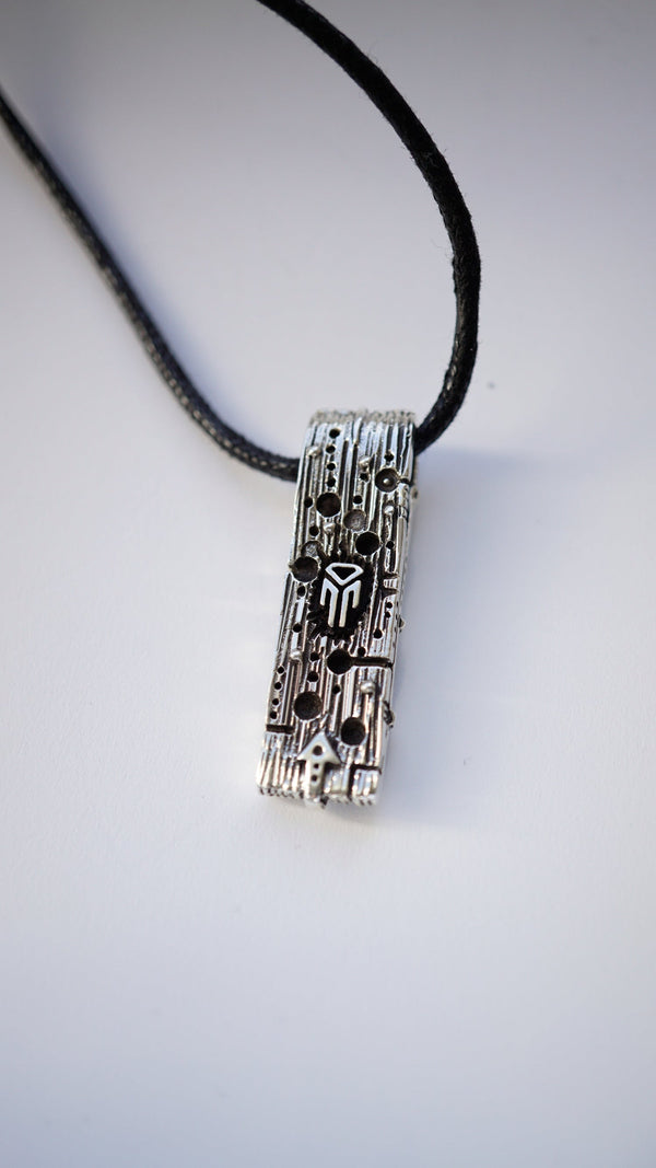 rune pendant mannaz from sterling silver and Citrine stone by moonique creation, viking rune, mens silver pendant