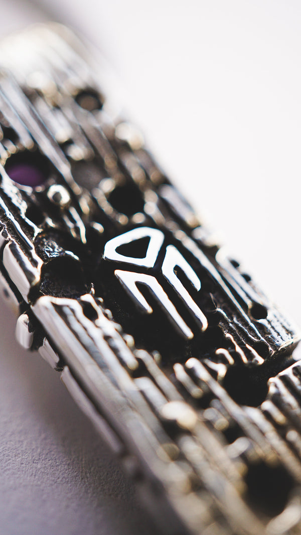 rune pendant mannaz from sterling silver and Citrine stone by moonique creation, viking rune, mens silver pendant