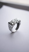 handmade silver ring Geo statement ring finger ring, signet ring, ring set with a stone, handicraft by moonique