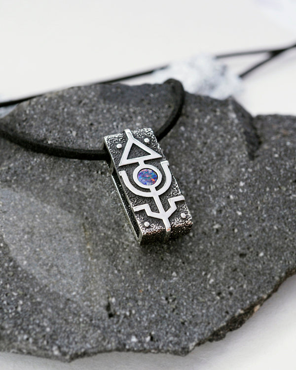 boulder opal pendant, mens opal necklace, mens silver necklace, unique necklace, Mars by Moonique