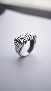 handmade silver ring Geo statement ring finger ring, signet ring, ring set with a stone, handicraft by moonique