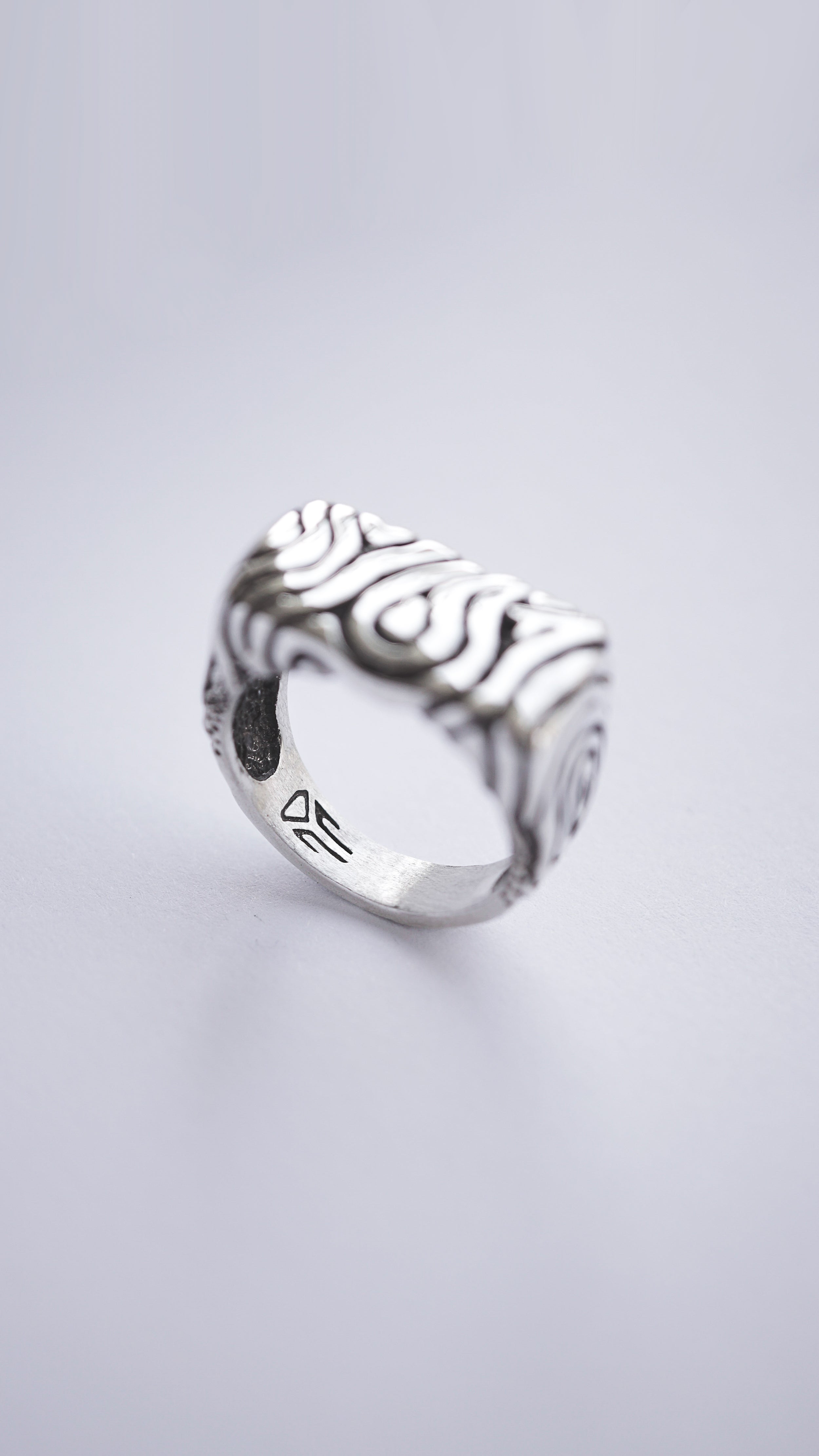 handmade silver ring Geo statement ring finger ring, signet ring, ring set with a stone, handicraft by moonique