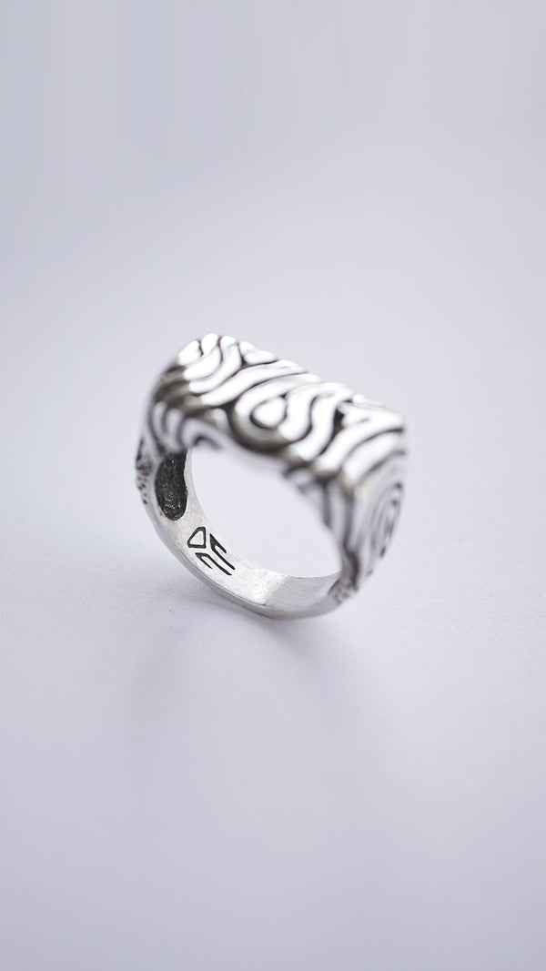 handmade silver ring Geo statement ring finger ring, signet ring, ring set with a stone, handicraft by moonique