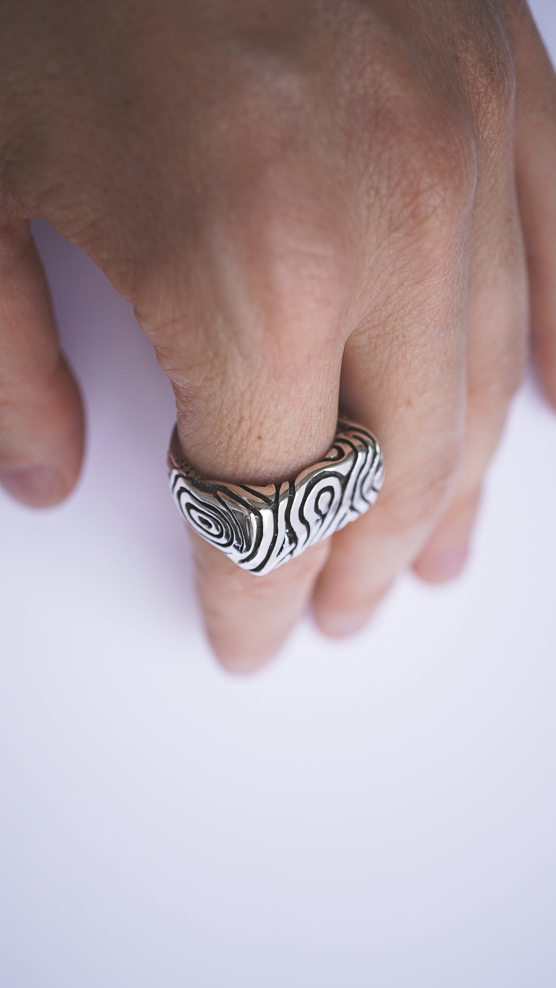 handmade silver ring Geo statement ring finger ring, signet ring, ring set with a stone, handicraft by moonique