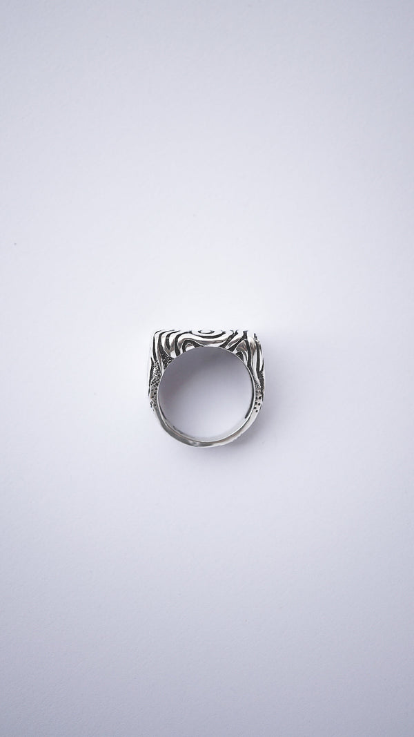 handmade silver ring Geo statement ring finger ring, signet ring, ring set with a stone, handicraft by moonique
