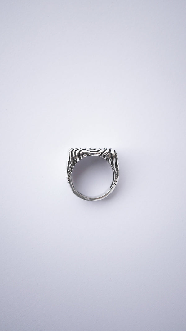 handmade silver ring Geo statement ring finger ring, signet ring, ring set with a stone, handicraft by moonique