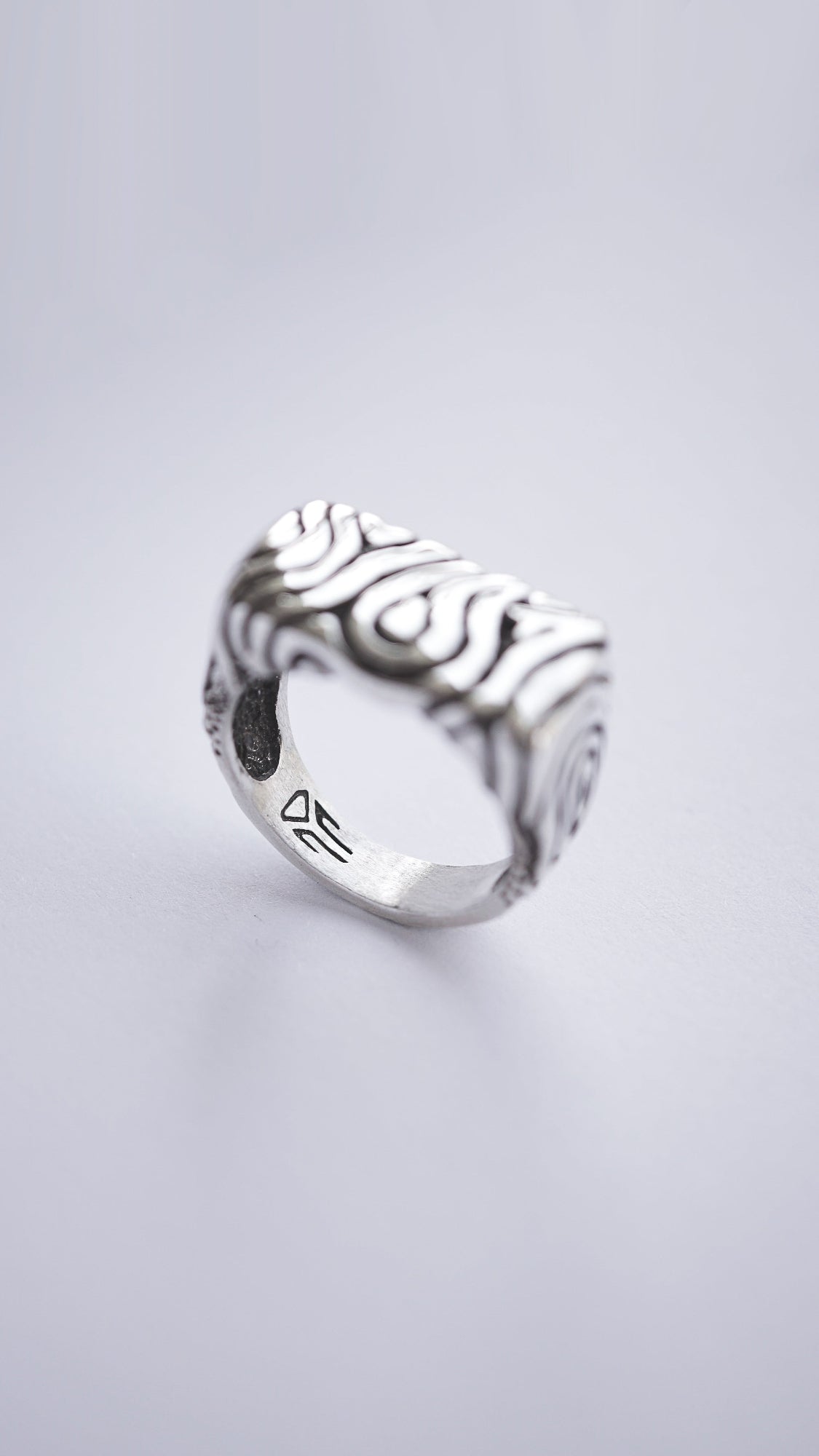 handmade silver ring Geo statement ring finger ring, signet ring, ring set with a stone, handicraft by moonique