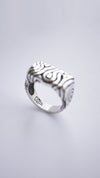 handmade silver ring Geo statement ring finger ring, signet ring, ring set with a stone, handicraft by moonique