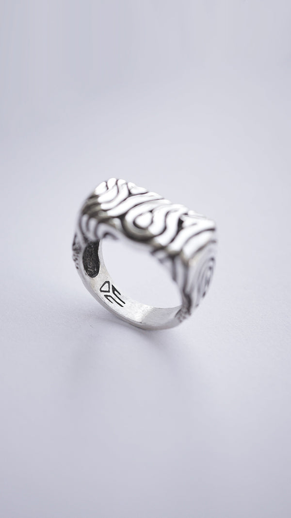 handmade silver ring Geo statement ring finger ring, signet ring, ring set with a stone, handicraft by moonique
