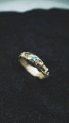 Mens wedding band 14k yellow gold and blue topaz, mens engagement ring, mens promise ring, mens gold ring, mens gemstone ring, moonique, mooniquecreation