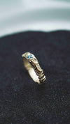 Mens wedding band 14k yellow gold and blue topaz, mens engagement ring, mens promise ring, mens gold ring, mens gemstone ring, moonique, mooniquecreation