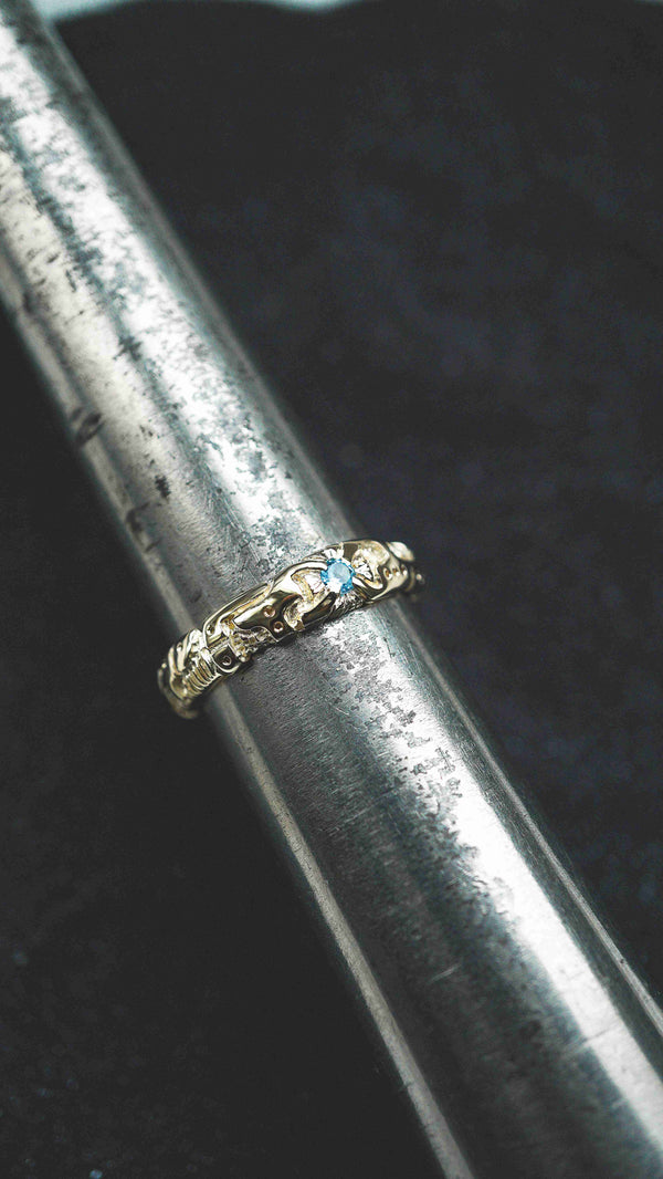 Mens wedding band 14k yellow gold and blue topaz, mens engagement ring, mens promise ring, mens gold ring, mens gemstone ring, moonique, mooniquecreation