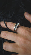 mens silver ring, mens pinky ring, sterling silver ring, cyberpunk ring, cyberpunk jewelry, unique jewelry, handmade jewelry, by moonique unit