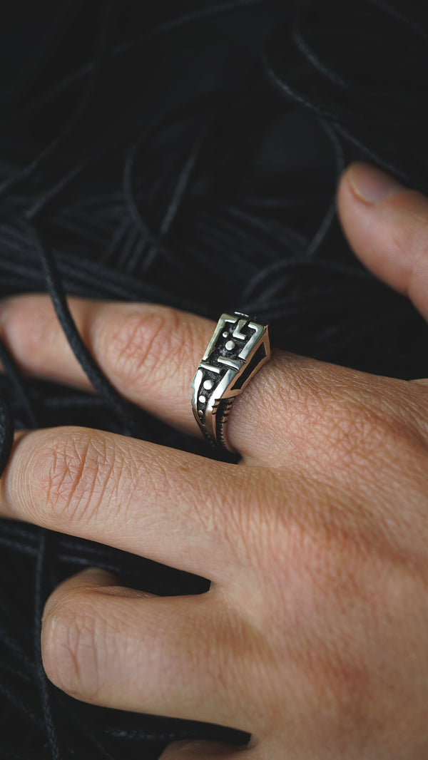 mens silver ring, mens pinky ring, sterling silver ring, cyberpunk ring, cyberpunk jewelry, unique jewelry, handmade jewelry, by moonique unit
