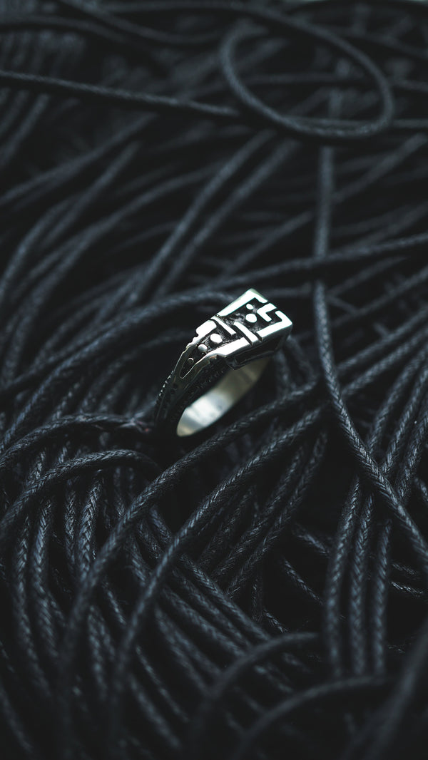 mens silver ring, mens pinky ring, sterling silver ring, cyberpunk ring, cyberpunk jewelry, unique jewelry, handmade jewelry, by moonique unit