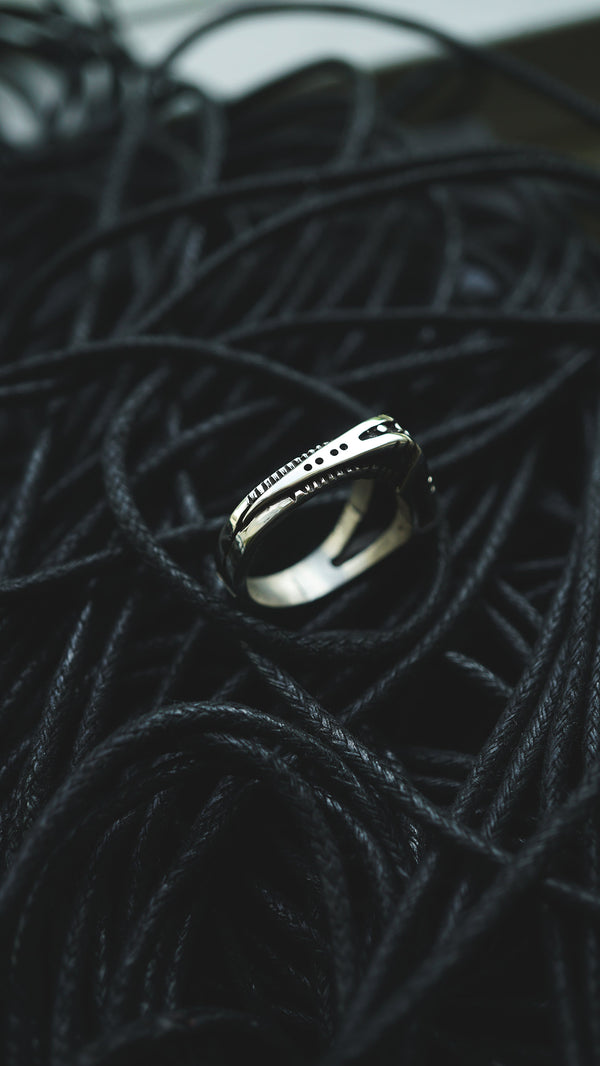 mens silver ring, mens pinky ring, sterling silver ring, cyberpunk ring, cyberpunk jewelry, unique jewelry, handmade jewelry, by moonique unit