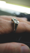 mens silver ring, mens pinky ring, sterling silver ring, cyberpunk ring, cyberpunk jewelry, unique jewelry, handmade jewelry, by moonique unit