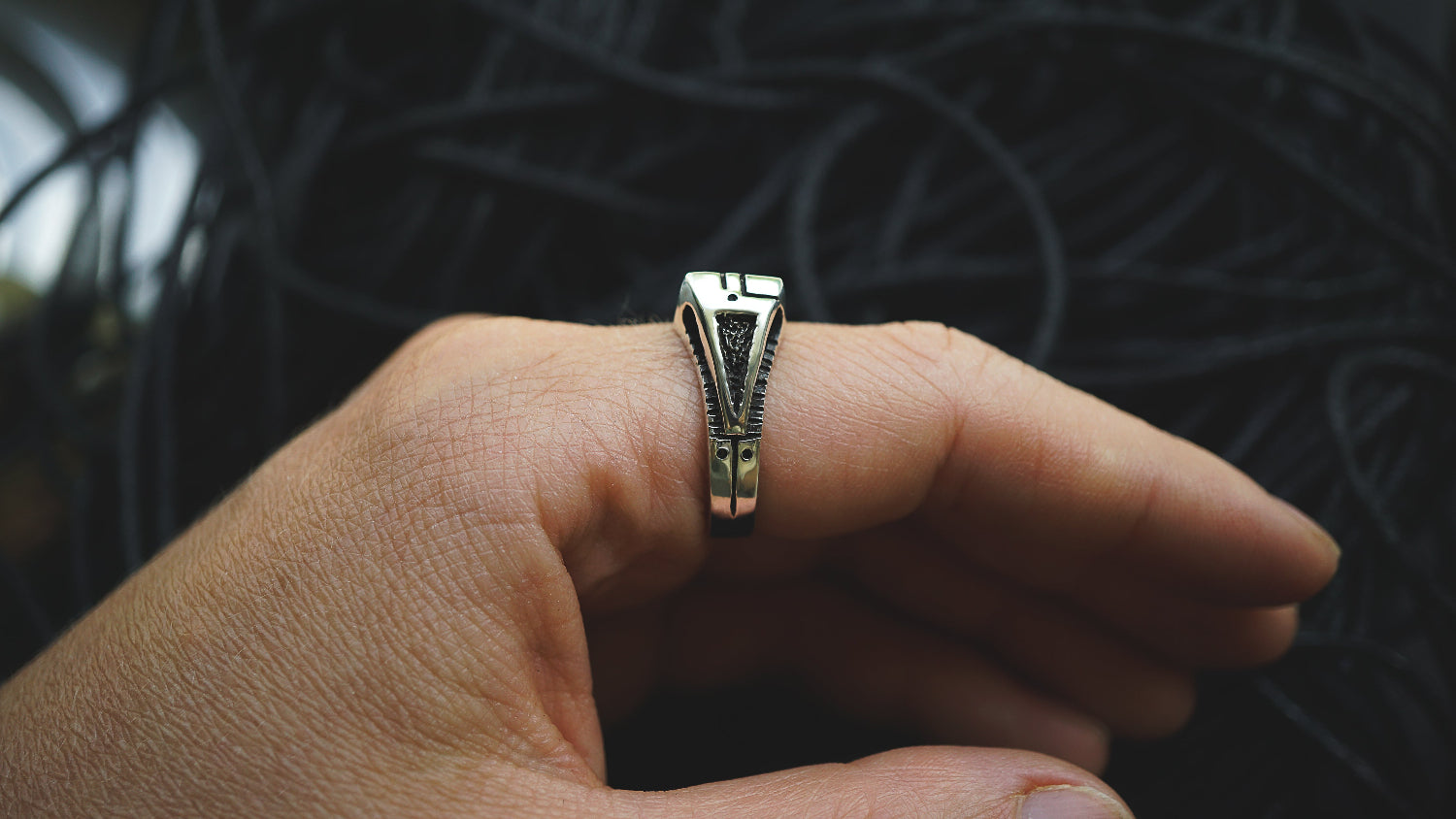 mens silver ring, mens pinky ring, sterling silver ring, cyberpunk ring, cyberpunk jewelry, unique jewelry, handmade jewelry, by moonique unit