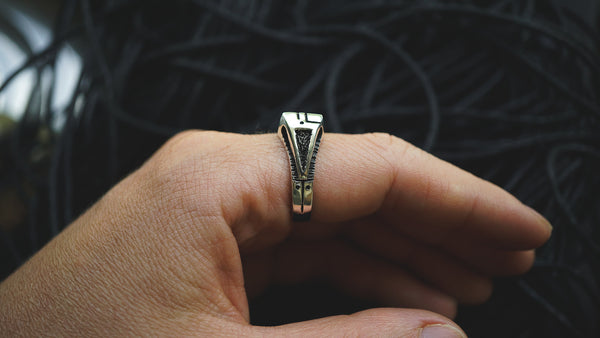 mens silver ring, mens pinky ring, sterling silver ring, cyberpunk ring, cyberpunk jewelry, unique jewelry, handmade jewelry, by moonique unit