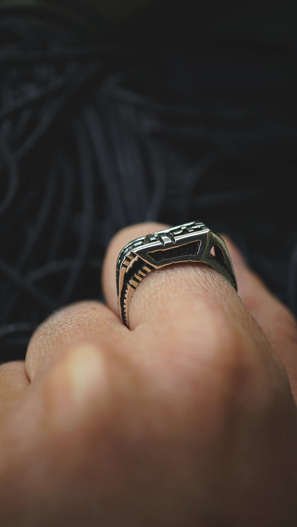 mens silver ring, mens pinky ring, sterling silver ring, cyberpunk ring, cyberpunk jewelry, unique jewelry, handmade jewelry, by moonique unit