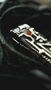 Uruz rune pendant from sterling silver with natural mexican fire opal