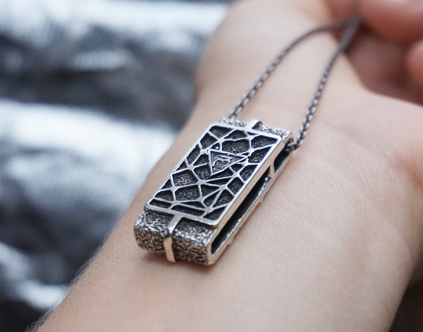 venus sterling silver womens pendant with chakra and australian opal, gift for her, ready to ship, cyberpunk design jewelry