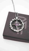wind rose pendant, sterling silver and amethyst, rose compass necklace, compass pendant, compass rose, gift for travel lovers