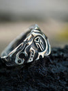 Unique silver statement ring with garnet and citrine gemstone RAIN