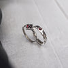 Garnet wedding set ENAMORED, Unique engagement rings by Moonique