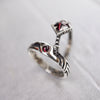 Garnet wedding set ENAMORED, Unique engagement rings by Moonique