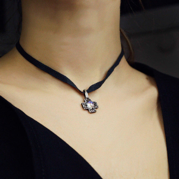 Rainbow Moonstone Necklace moonstone pendant for women 925 sterling silver necklace for women CROSS