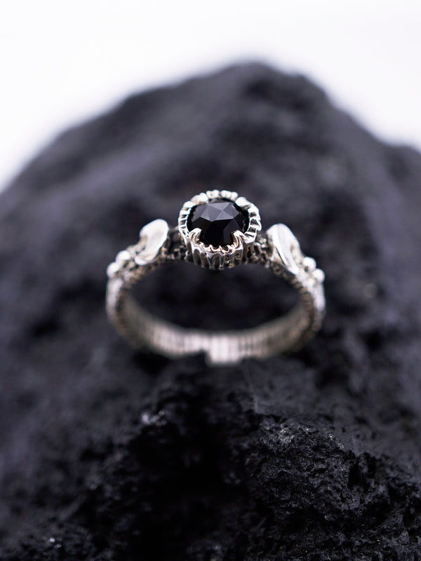 Black Moon ring Gothic engagement ring Black Onyx ring Moon phases ring from the Sterling silver 925 "Laluna"