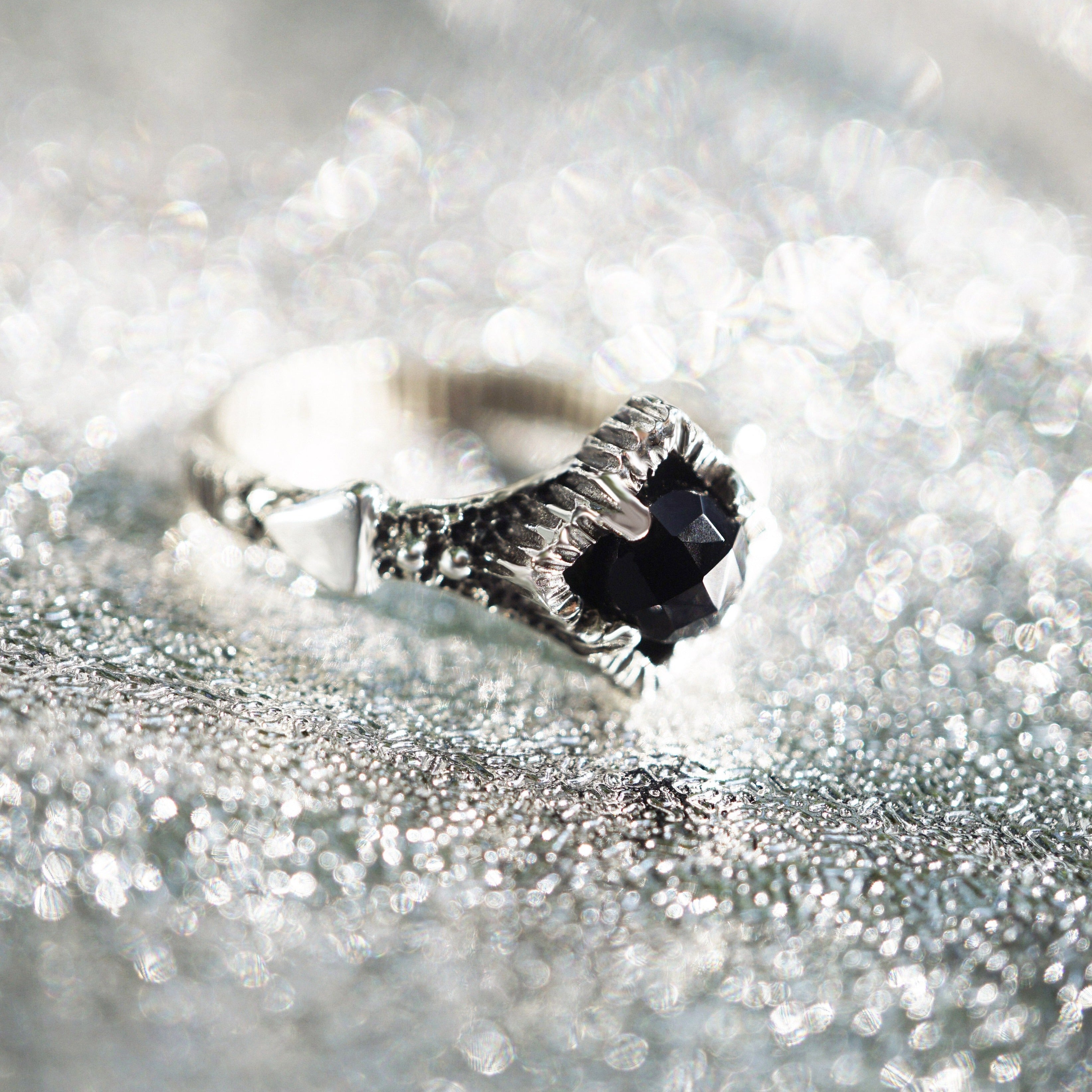 Black stone ring Onyx engagement Ring Black Onyx ring women Delicate rings Unique ring