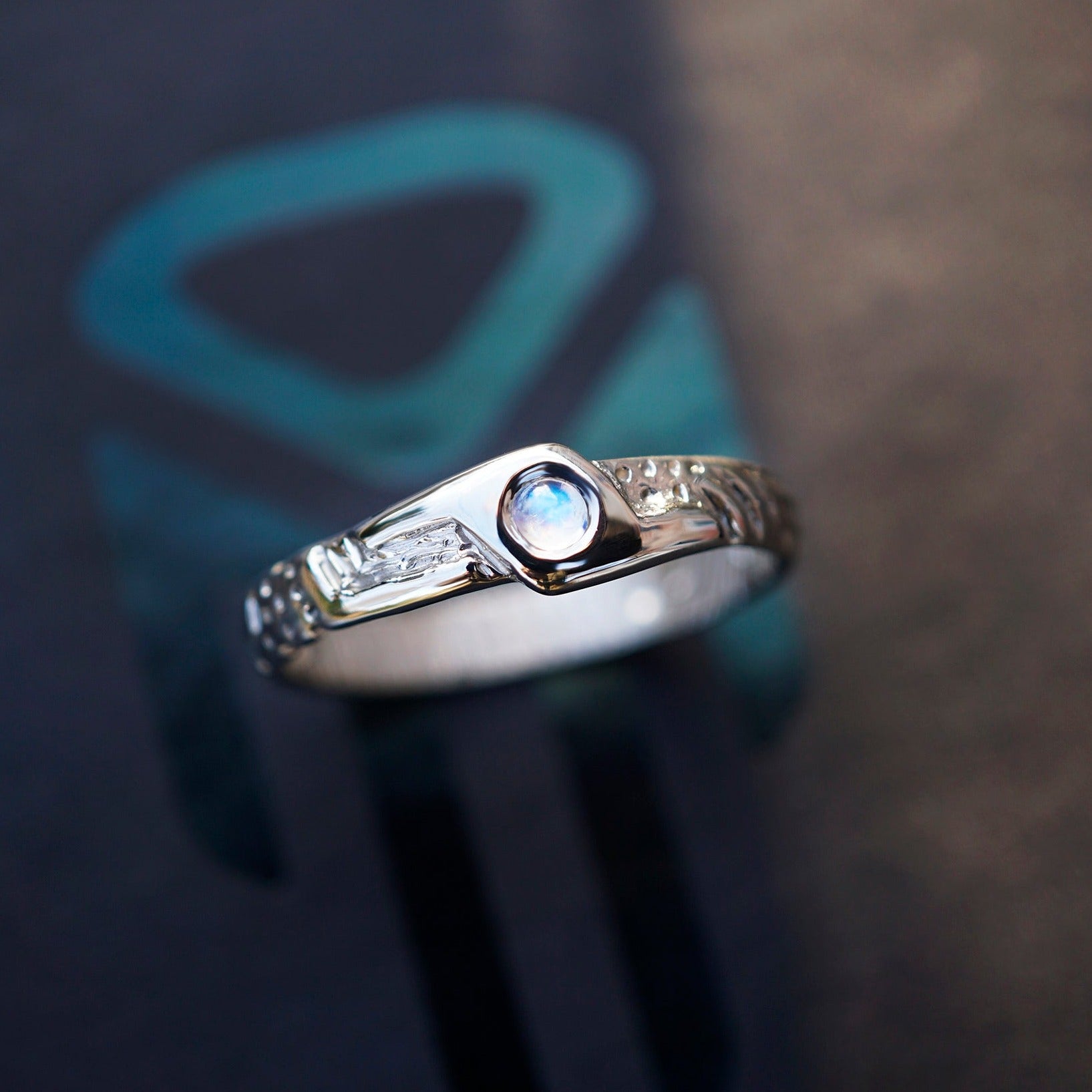 Unique Mens Wedding Bands LUKE. Gold Mens Moonstone Ring
