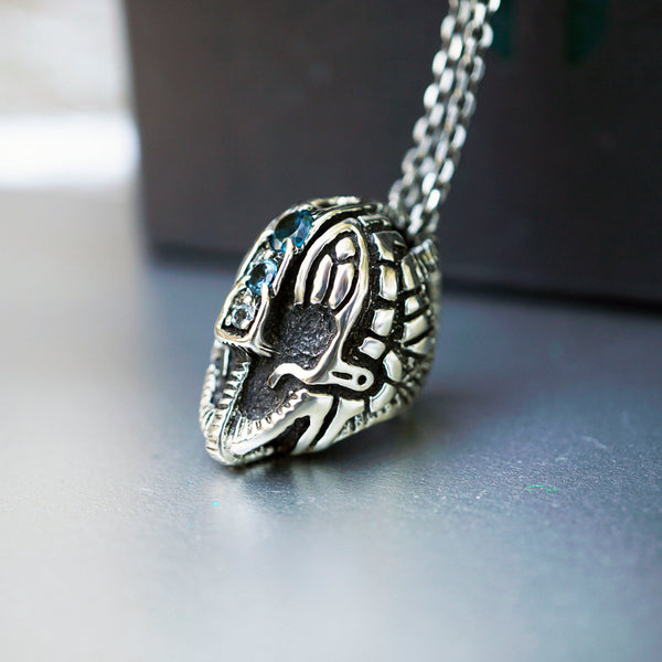 Mens silver necklace Mens London Topaz necklace "HELMET" Ready to ship