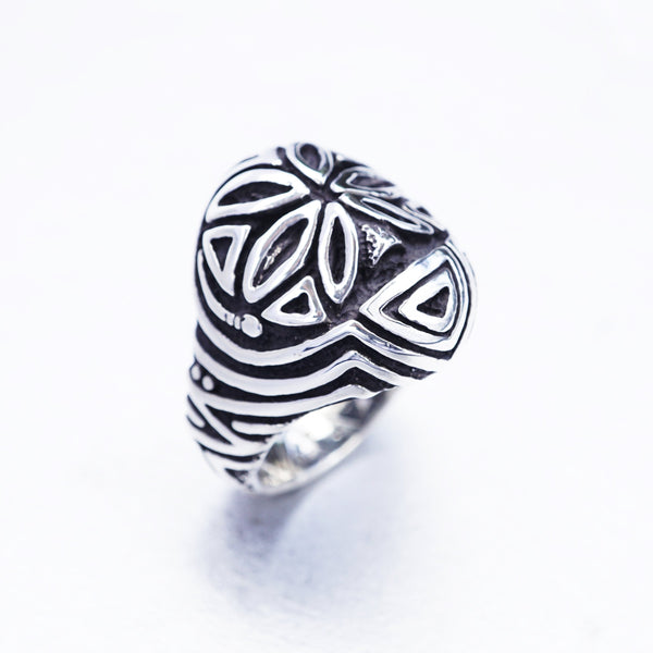 Cyberpunk jewelry, Mens silver ring, Unique mens ring, Signet ring men, Mens pinky ring, Antique mens ring "FLOWER FACE" Ready to ship