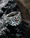 Unique silver statement ring with garnet and citrine gemstone RAIN