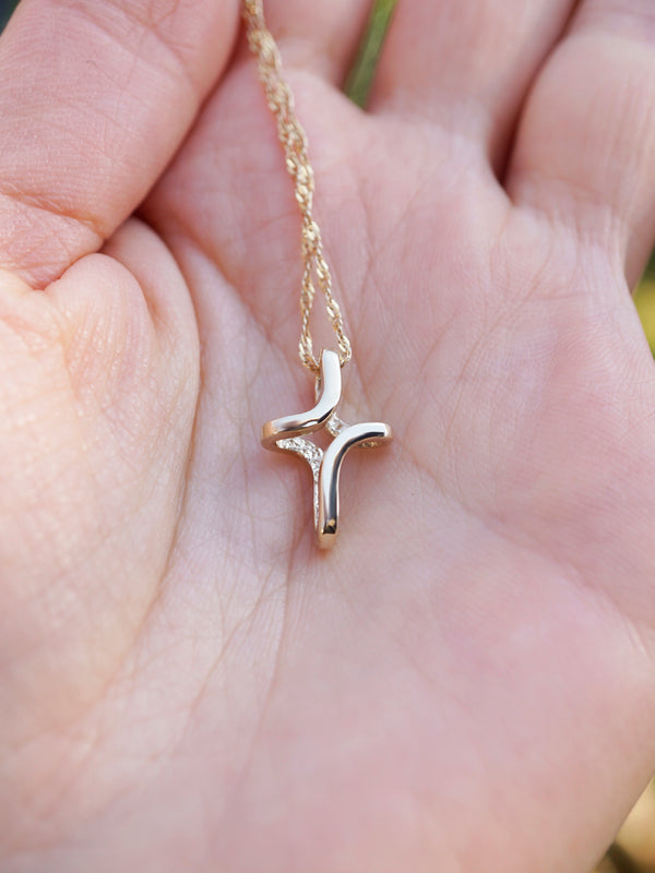 14k yellow gold cross pendant INFINITY